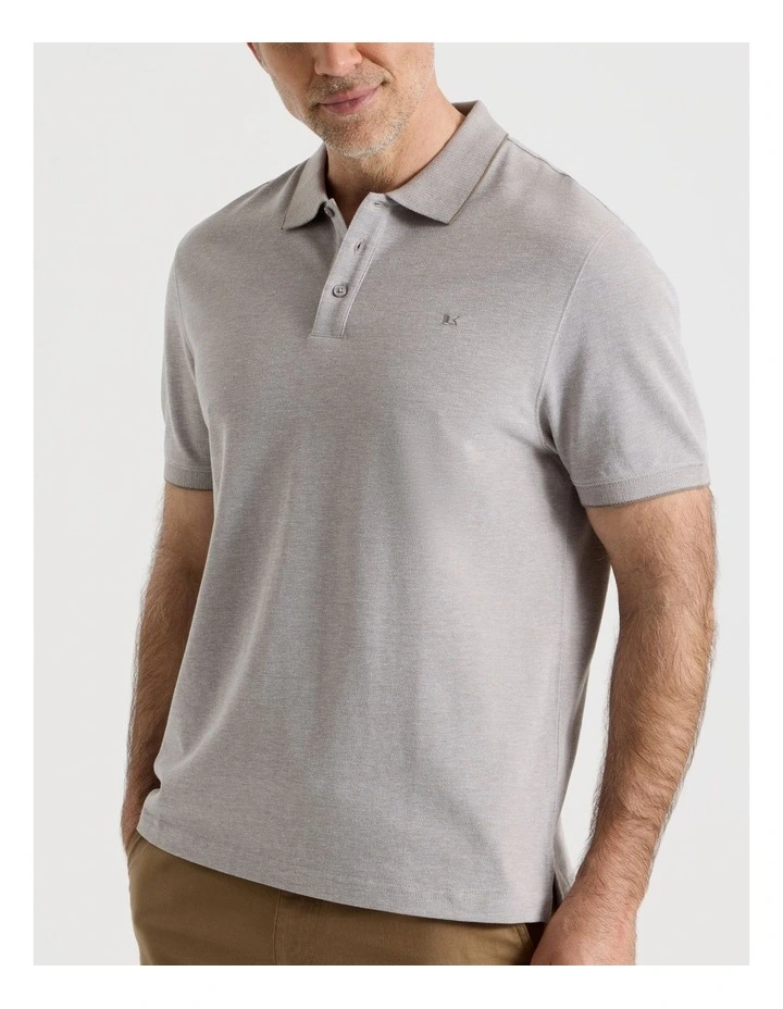 Birdseye Pique Polo in Beige image 6