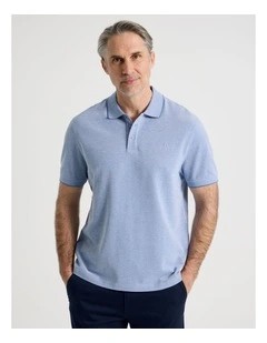 Birdseye Pique Polo in Mid Blues