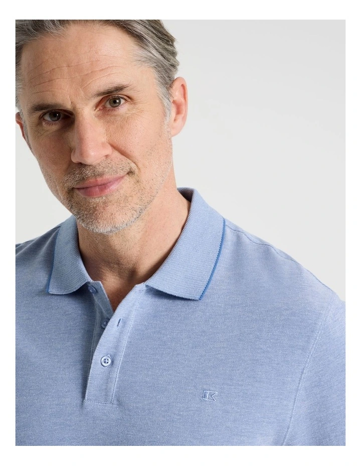 Birdseye Pique Polo in Mid Blues image 3