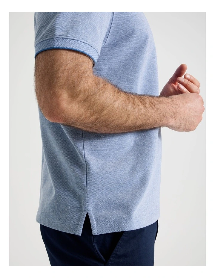 Birdseye Pique Polo in Mid Blues image 4