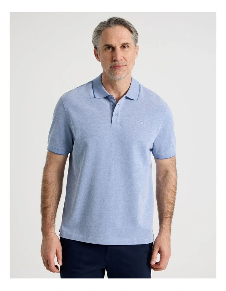 Birdseye Pique Polo in Mid Blues image 5