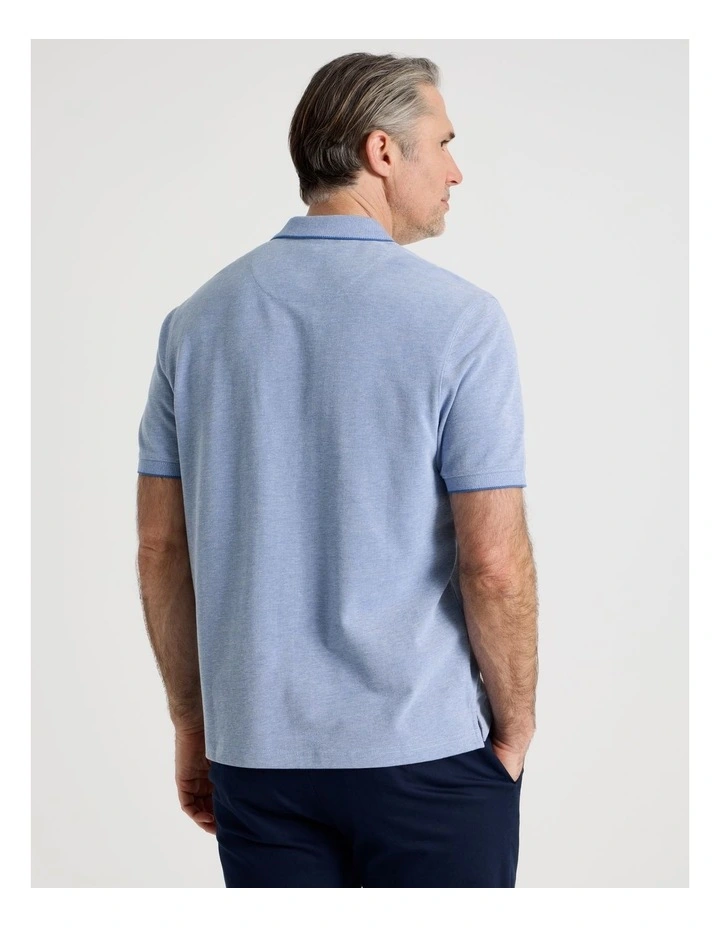 Birdseye Pique Polo in Mid Blues image 6