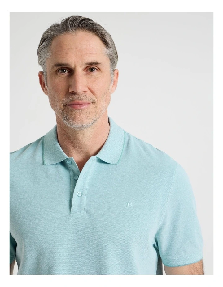 Birdseye Pique Polo in Turquoise image 2