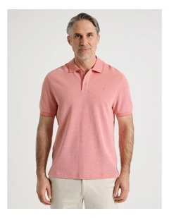 Birdseye Pique Polo in Coral