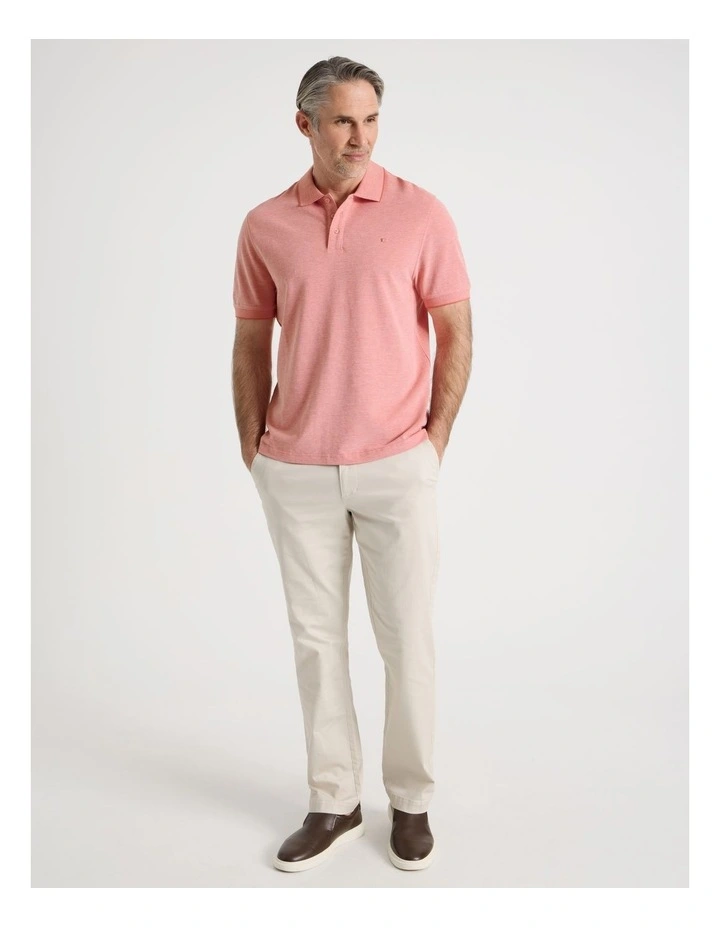 Birdseye Pique Polo in Coral image 3