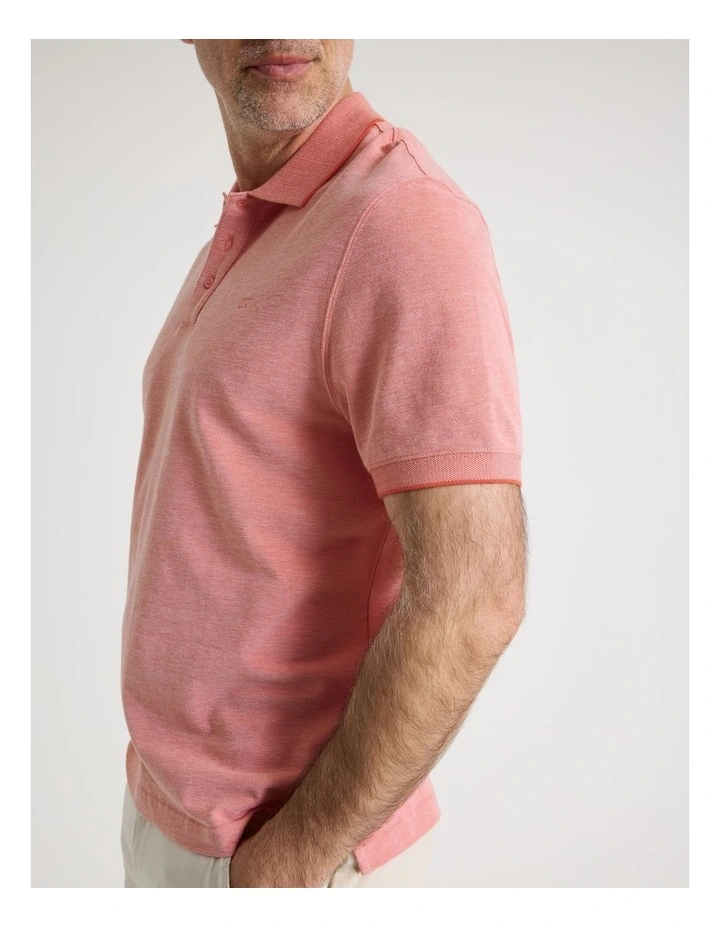 Birdseye Pique Polo in Coral image 4