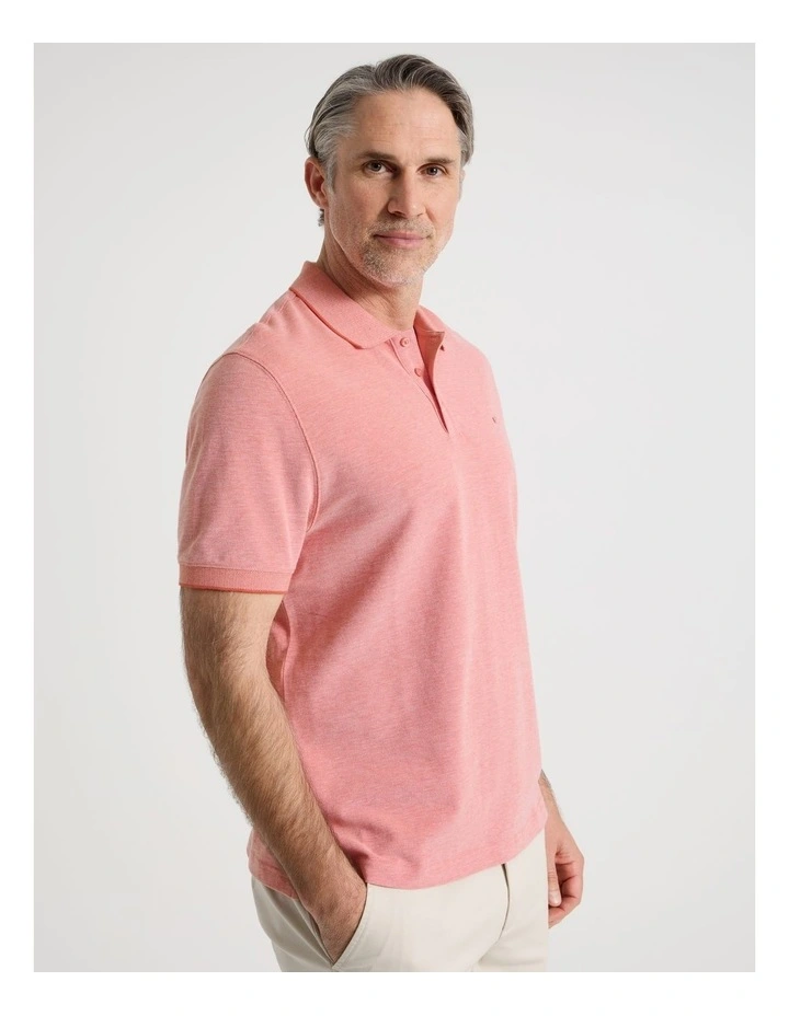 Birdseye Pique Polo in Coral image 5