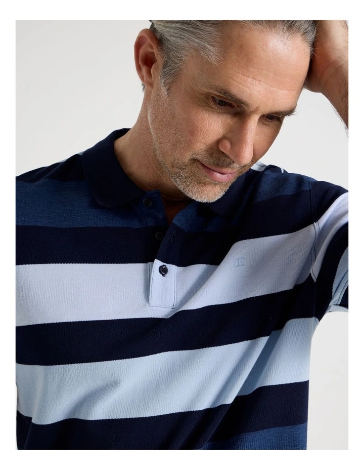 Birdseye Multi Stripe Polo in Navy image 3