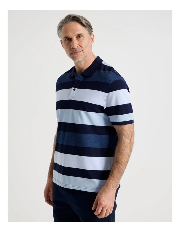 Birdseye Multi Stripe Polo in Navy image 4