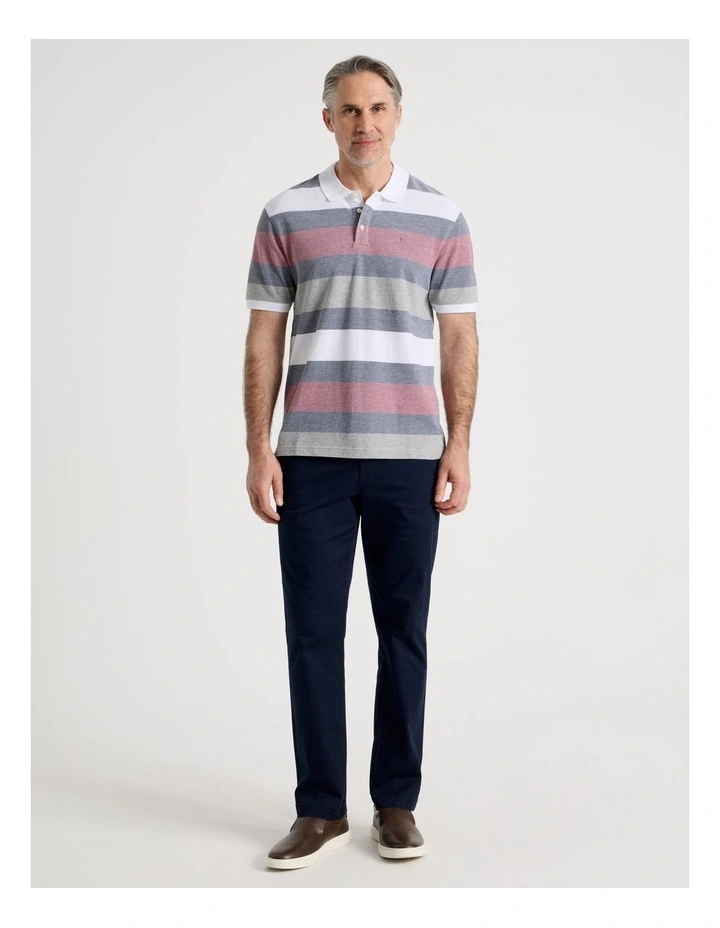 Birdseye Multi Stripe Polo in Red image 3