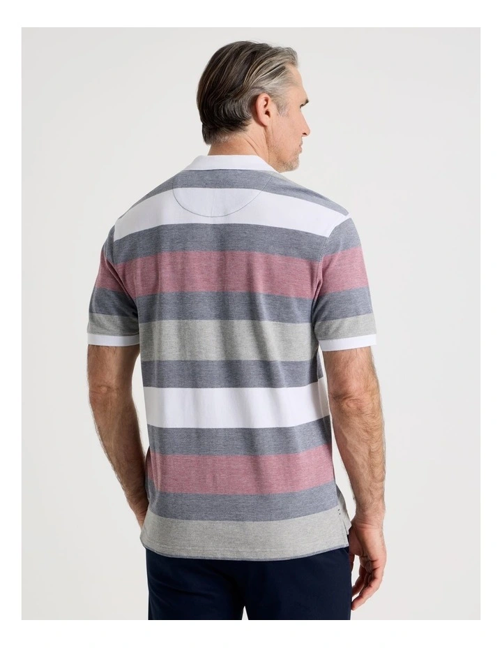 Birdseye Multi Stripe Polo in Red image 5