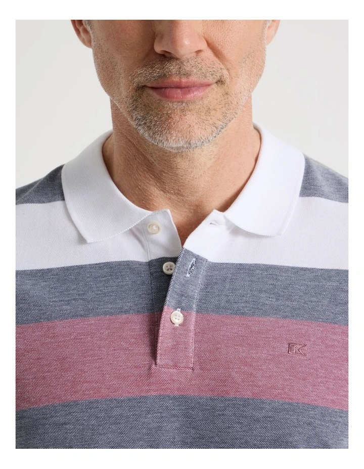 Birdseye Multi Stripe Polo in Red image 6