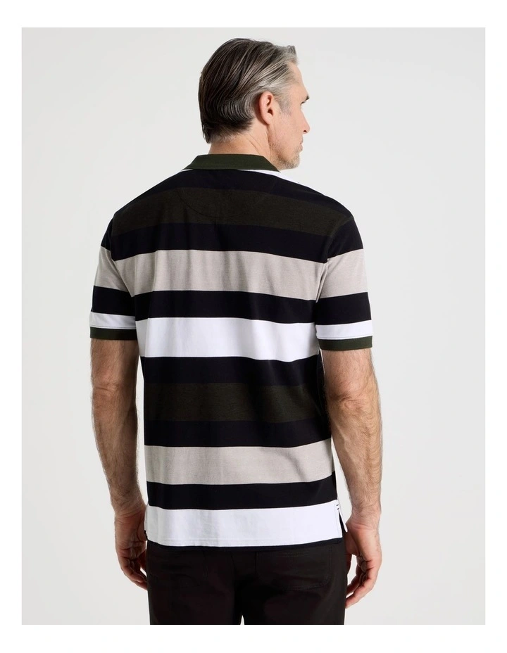Birdseye Multi Stripe Polo in Khaki image 5