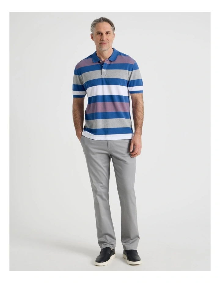 Birdseye Multi Stripe Polo in Coral image 2