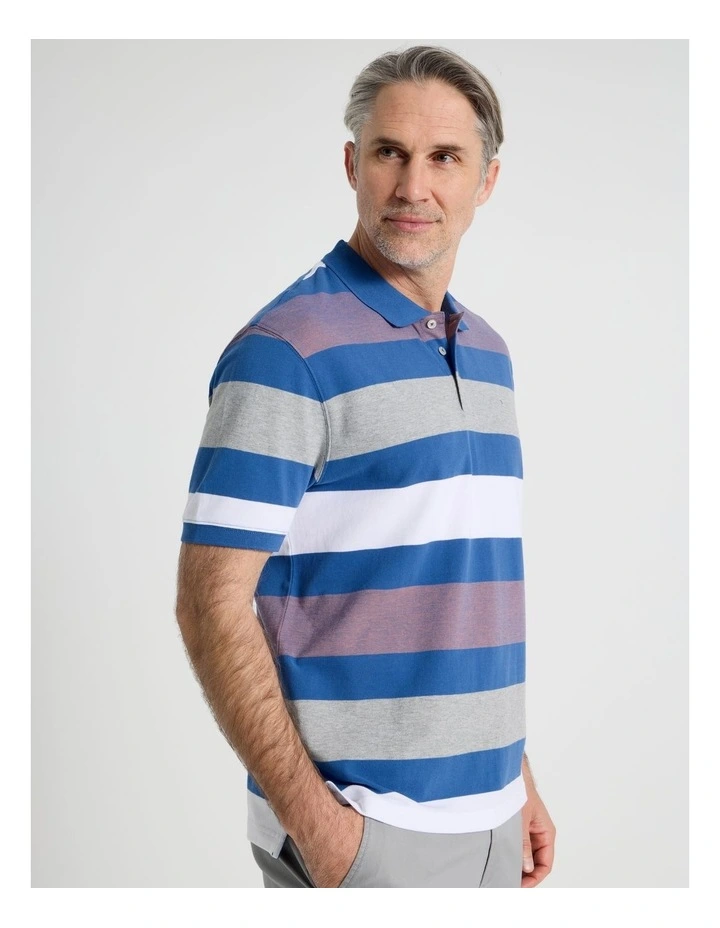 Birdseye Multi Stripe Polo in Coral image 4