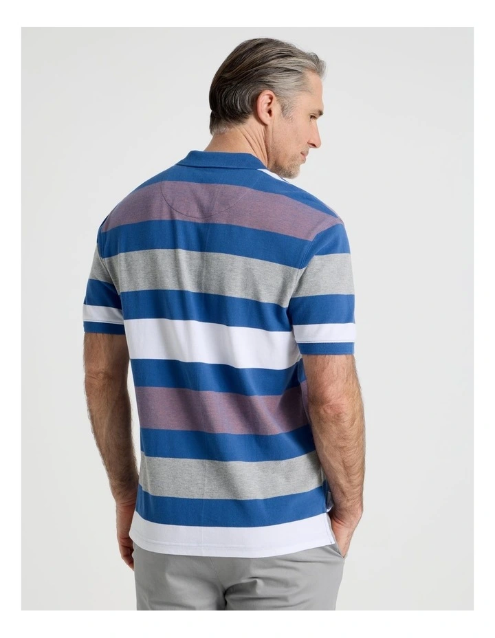 Birdseye Multi Stripe Polo in Coral image 5