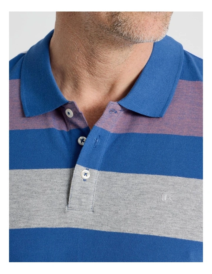 Birdseye Multi Stripe Polo in Coral image 6