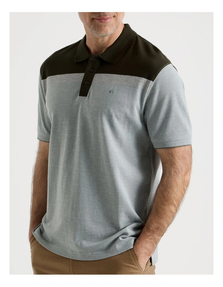 Birdseye Chest Stripe Polo in Sage image 3