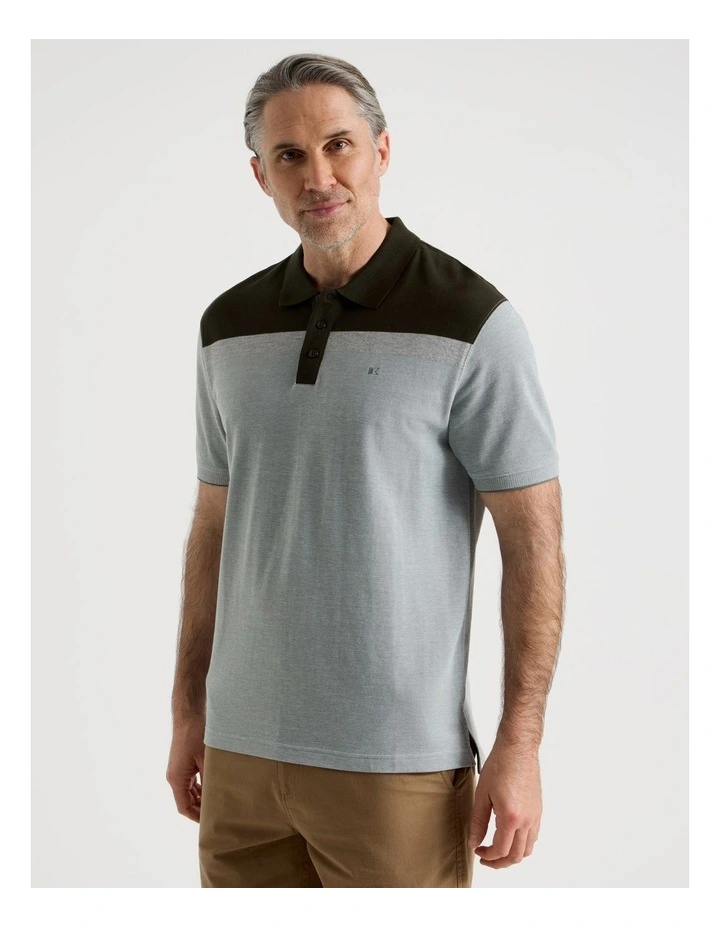 Birdseye Chest Stripe Polo in Sage image 4