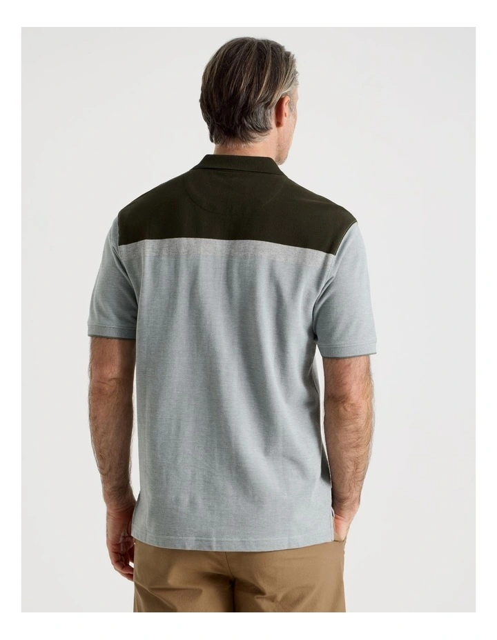 Birdseye Chest Stripe Polo in Sage image 6