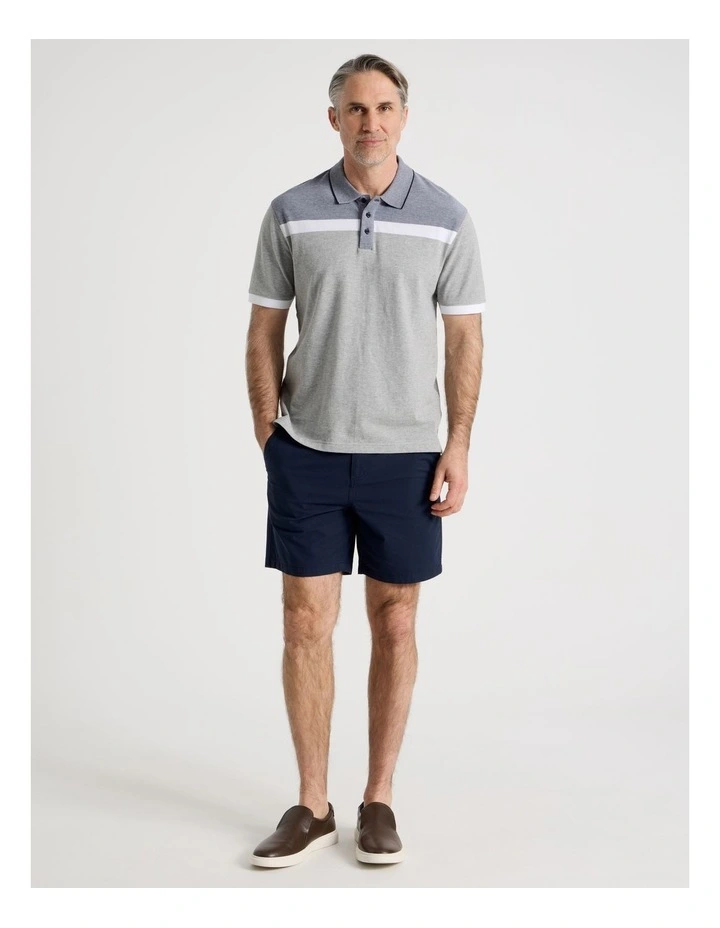 Birdseye Chest Stripe Polo in Grey image 3