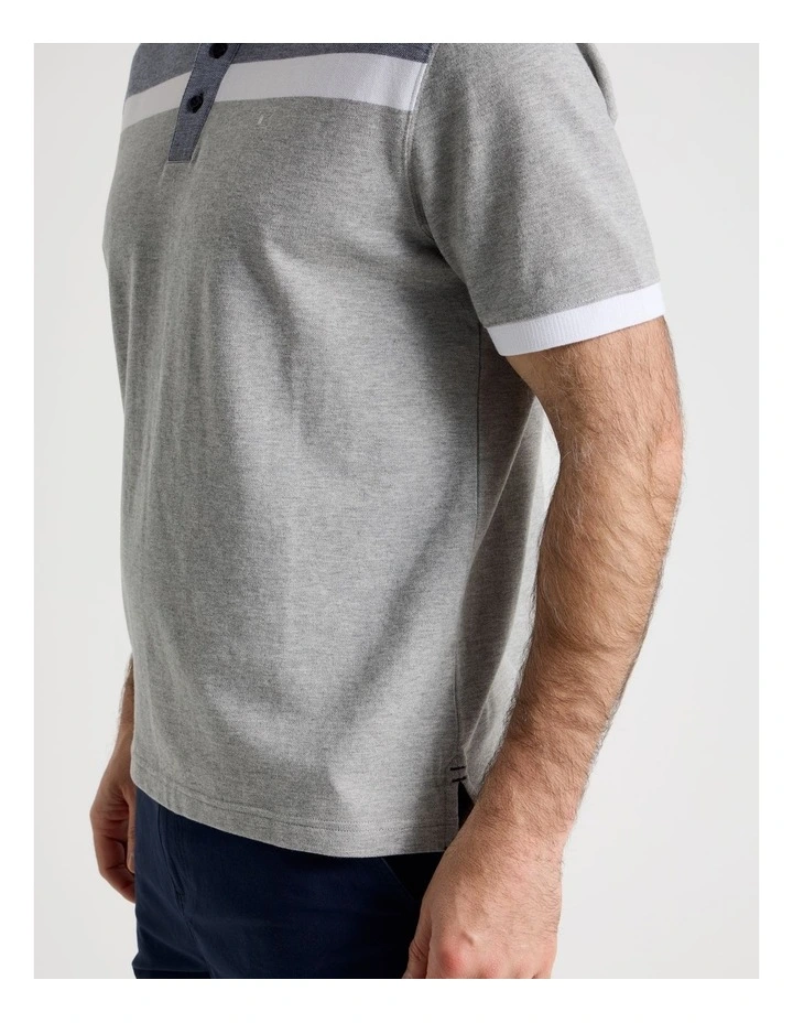 Birdseye Chest Stripe Polo in Grey image 4