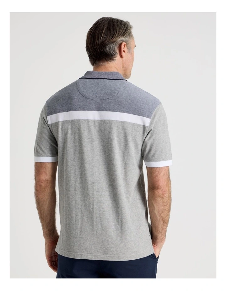 Birdseye Chest Stripe Polo in Grey image 6