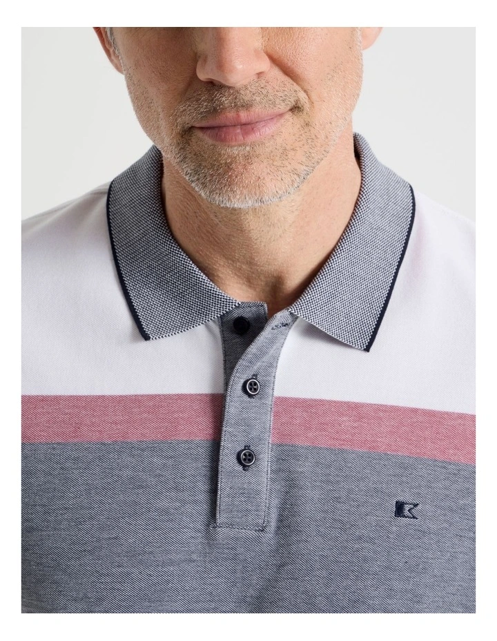 Birdseye Chest Stripe Polo in Navy image 5