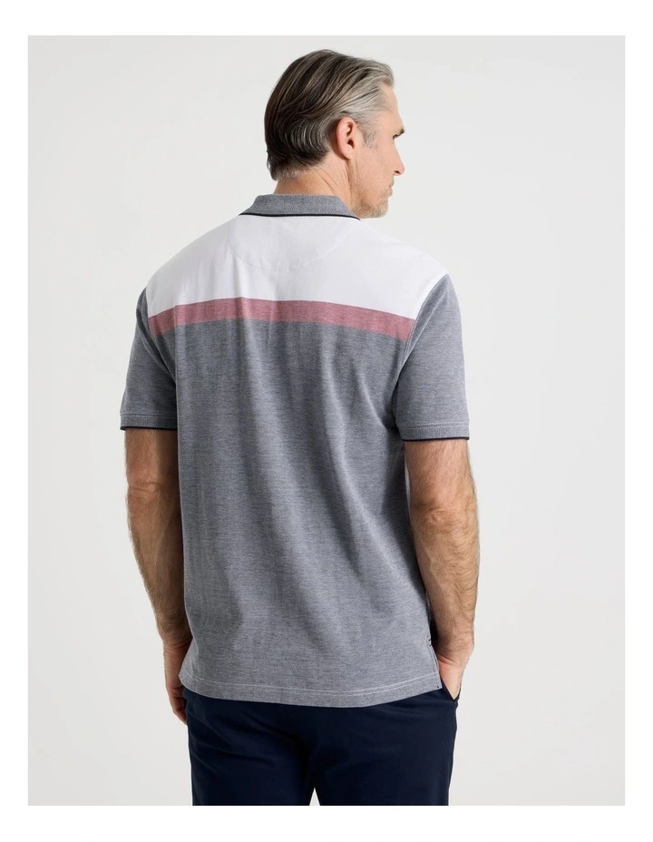 Birdseye Chest Stripe Polo in Navy image 6
