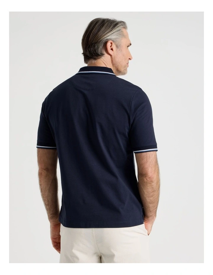 Contrast Tipping Jersey Polo in Navy image 6