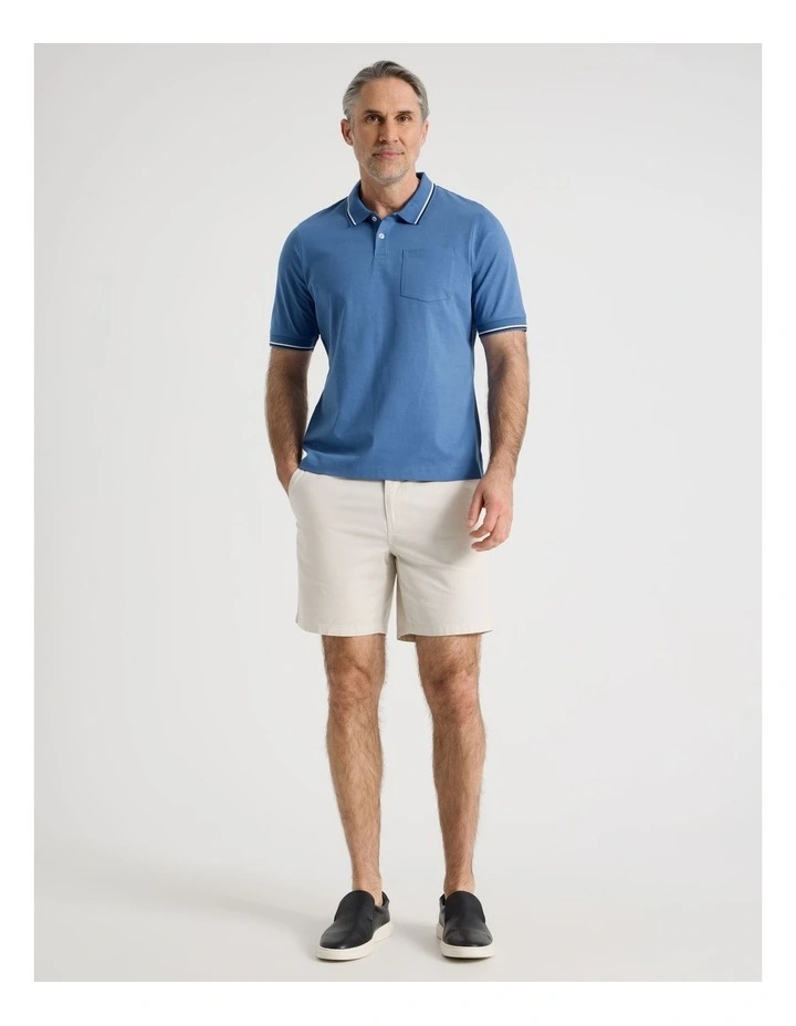 Contrast Tipping Jersey Polo in Blue image 3