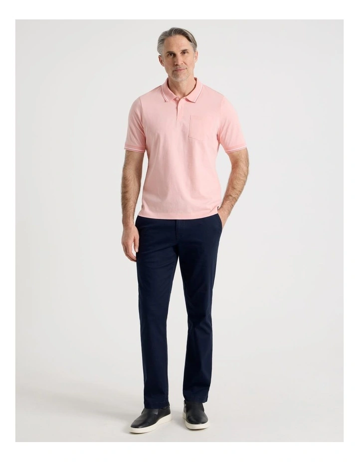 Contrast Tipping Jersey Polo in Pink image 2