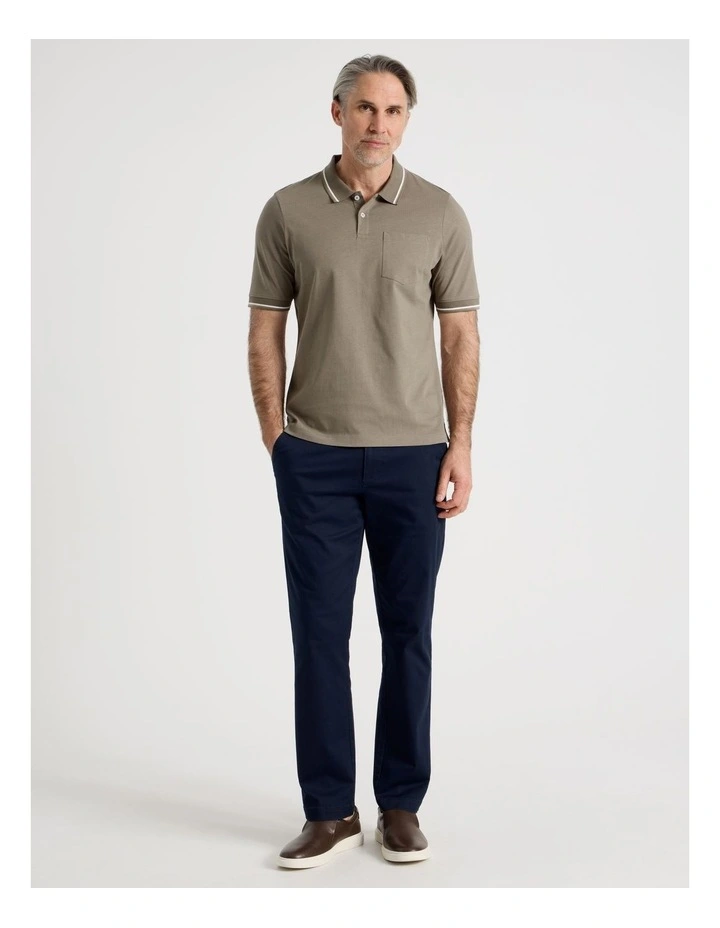 Contrast Tipping Jersey Polo in Taupe image 3