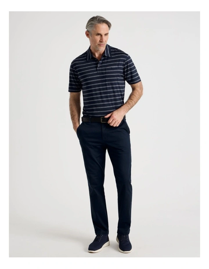 Tech Fine Stripe Polo in Navy image 3