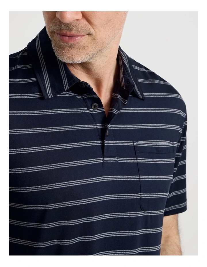 Tech Fine Stripe Polo in Navy image 4