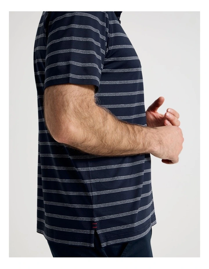 Tech Fine Stripe Polo in Navy image 5