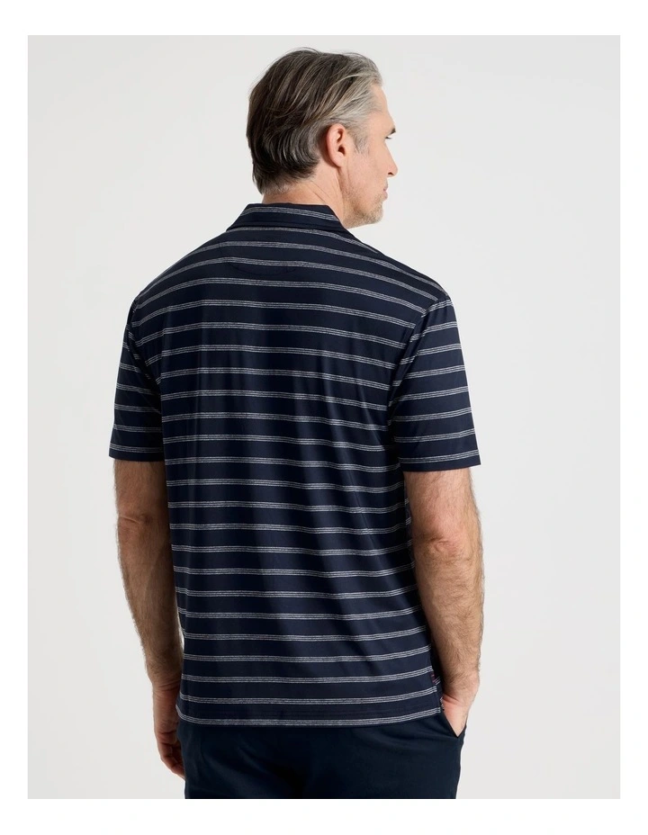 Tech Fine Stripe Polo in Navy image 6