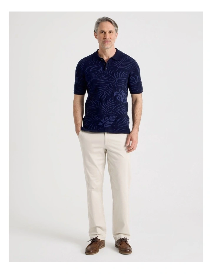 Jacquard Knit Polo in Navy image 3