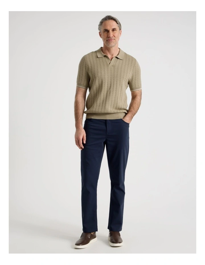 Open Collar Cable Knit Polo in Taupe image 5