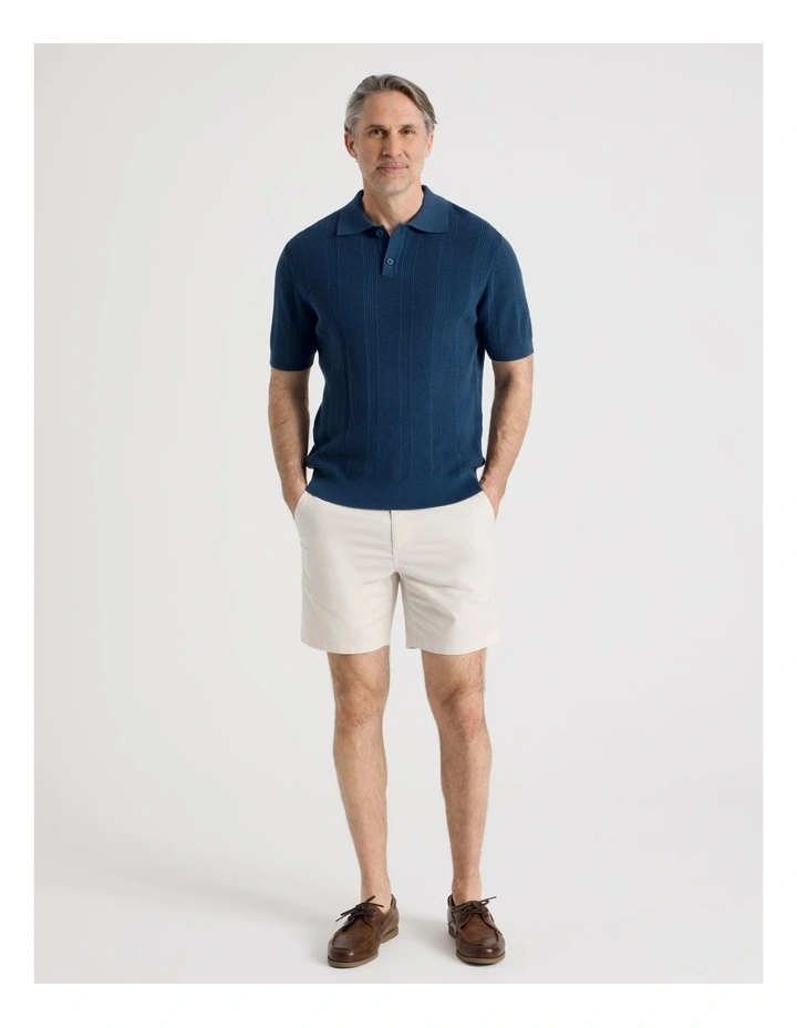 Textured Knit Polo in Blue image 2