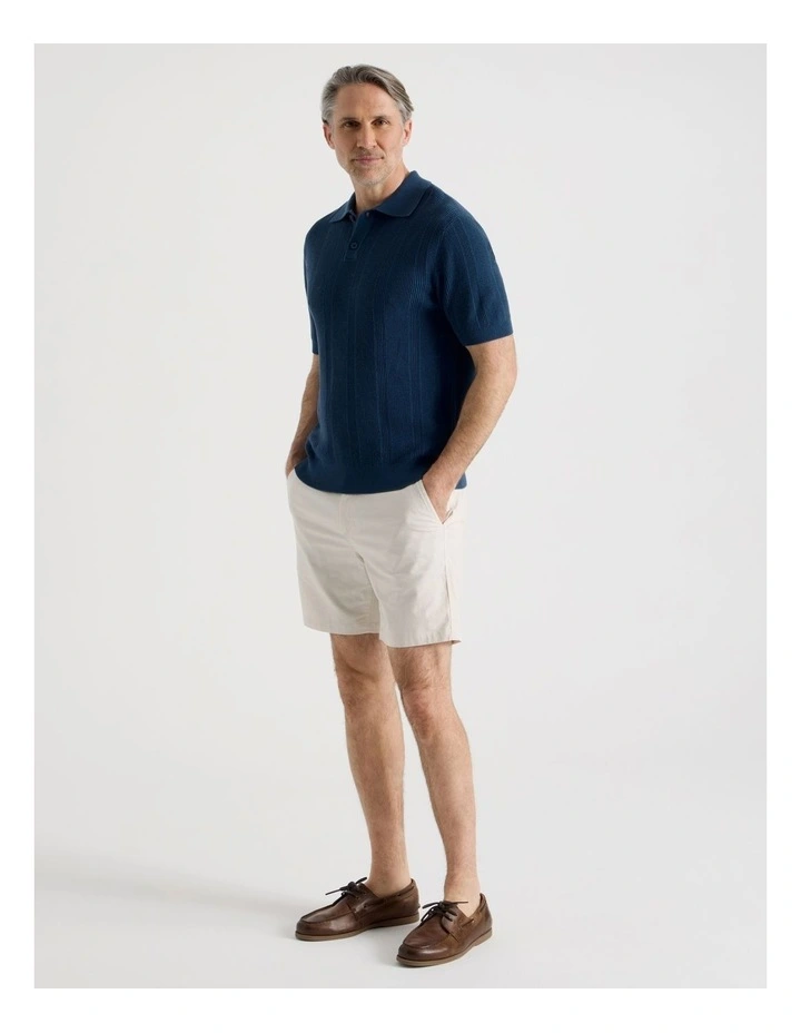 Textured Knit Polo in Blue image 7