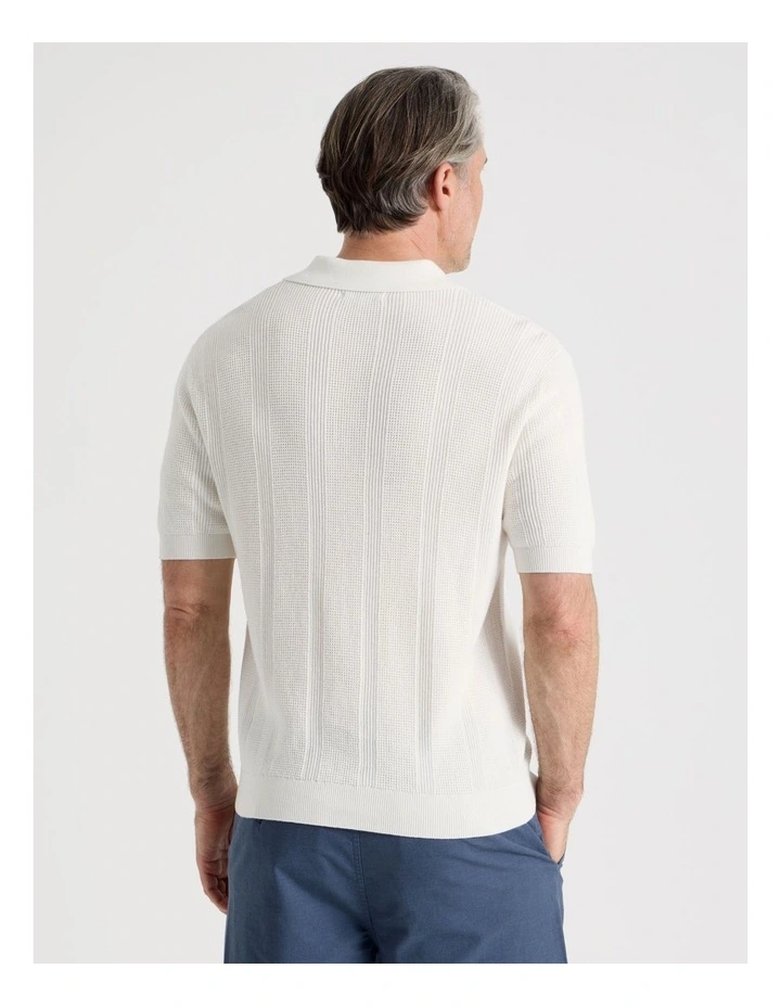 Textured Knit Polo in Ecru image 6