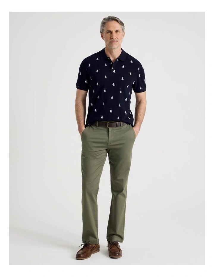 Micro Print Polo in Navy image 2