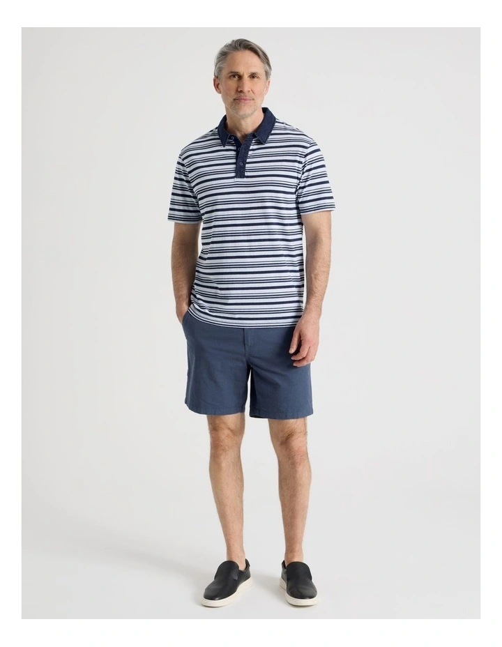 Contrast Collar Polo in Navy Stripe image 3