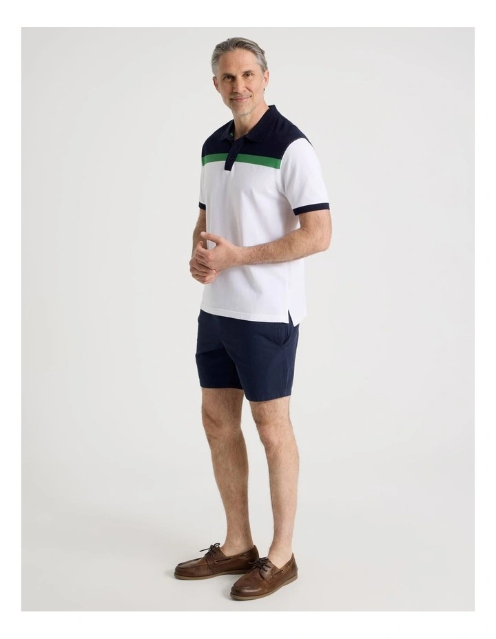 Contrast Collar Polo in White Stripe image 4