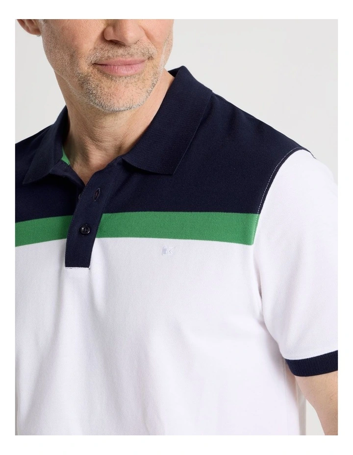 Contrast Collar Polo in White Stripe image 6