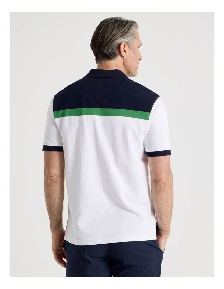 Contrast Collar Polo in White Stripe image 7