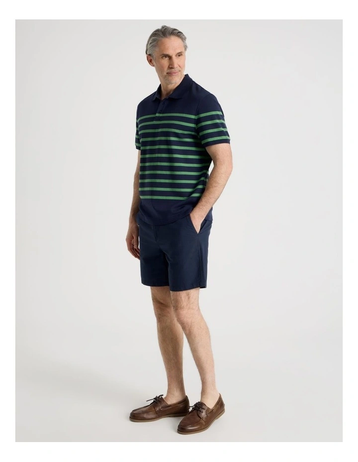 Breton Knit Polo in Navy and Green Stripe image 4