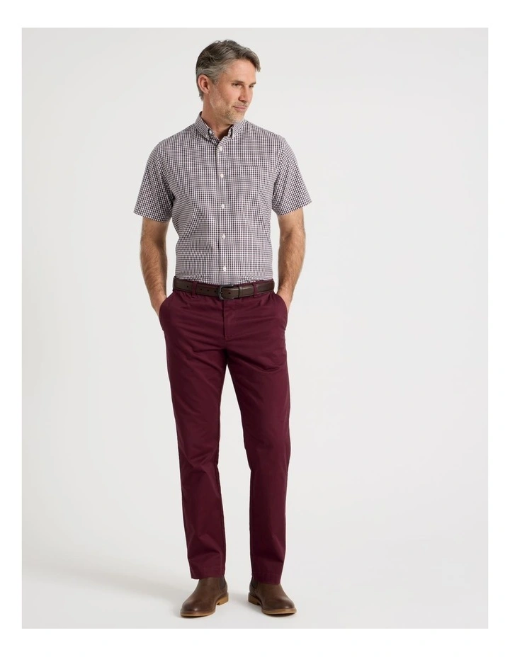 Short Sleeve Check Shirt in Burgundy image 2