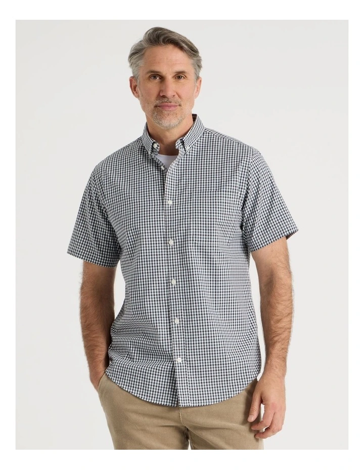 Short Sleeve Check Shirt in Khaki image 5